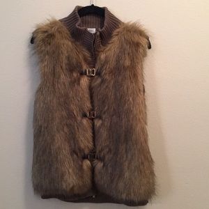 Calvin Klein Fur Vest with Knit Back